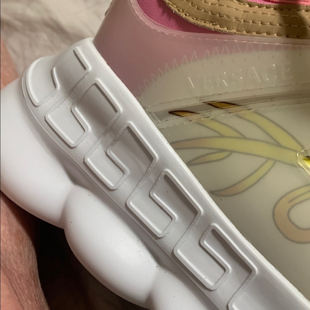 Versace Pink and White Women's Sneakers - Picture 6 of 9